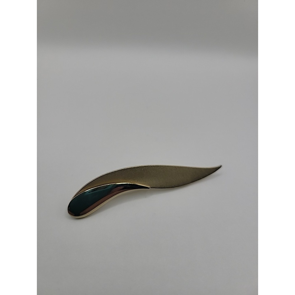 Vintage Brooch Pin Gold Tone Two Tone Textured Abstract Designer Jewelry